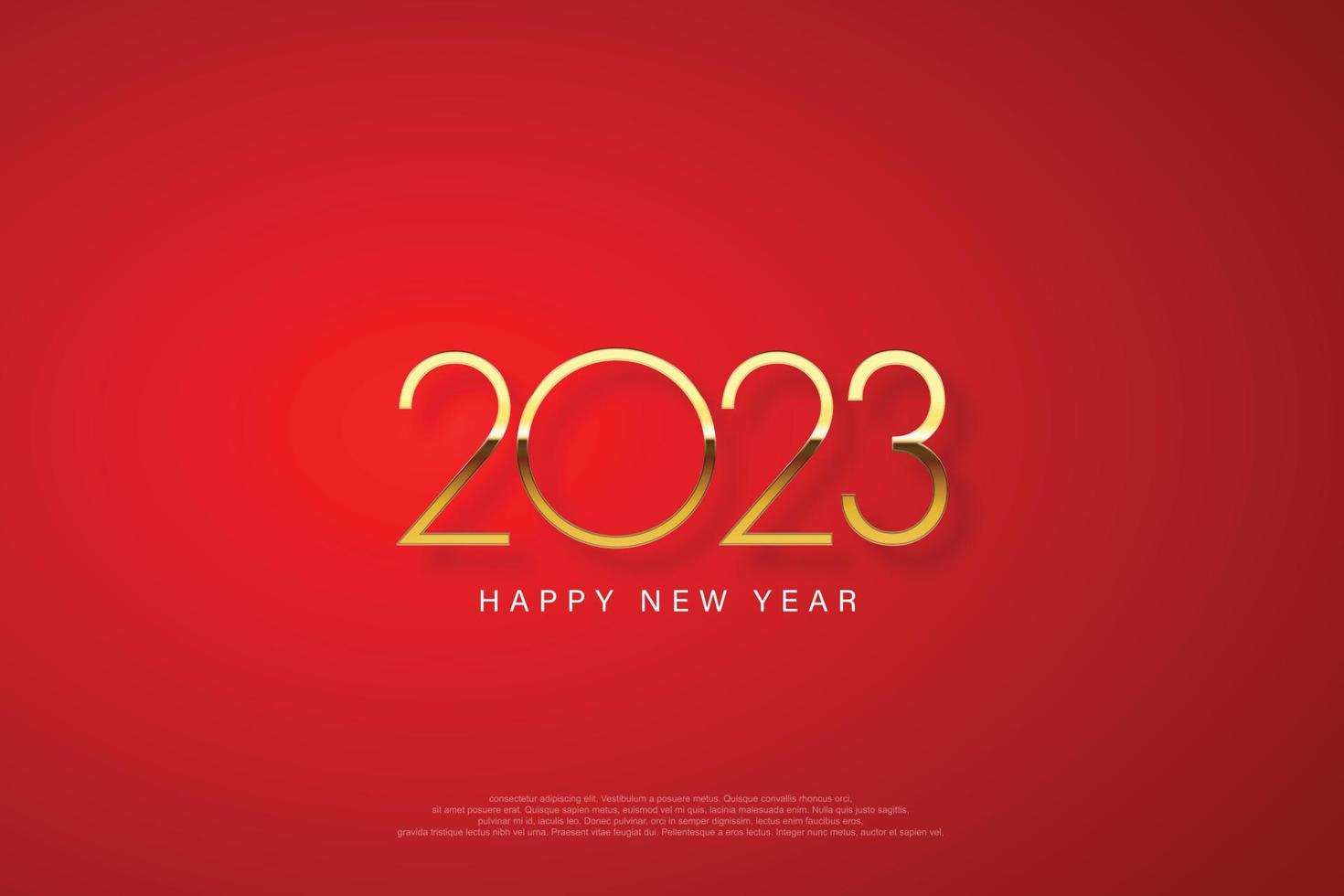 2023 gott nytt år elegant design - vektorillustration av gyllene 2023 logotypnummer på röd bakgrund - perfekt typografi för 2023 spara datum lyxdesign och nyårsfirande. vektor