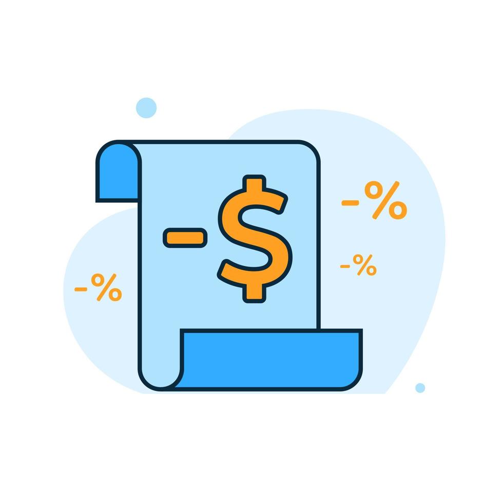 Rabatt, billig, zahlen weniger, niedrigere Kosten, kostengünstige Konzeptillustration flacher Designvektor eps10. grafisches Element für Infografik, App oder Website-UI, Symbol usw. vektor