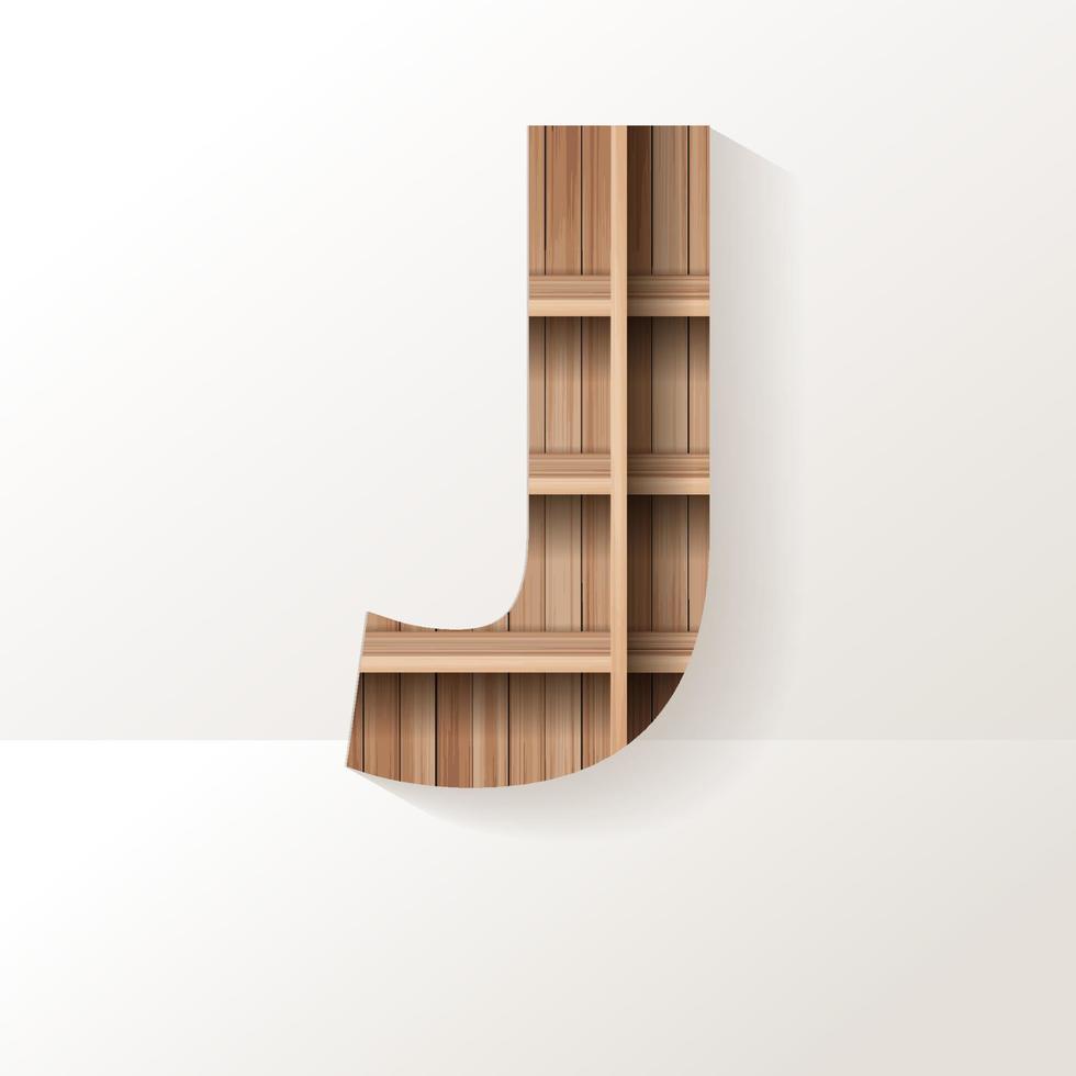 vektor trä hylla teckensnitt design alfabetet bokstav