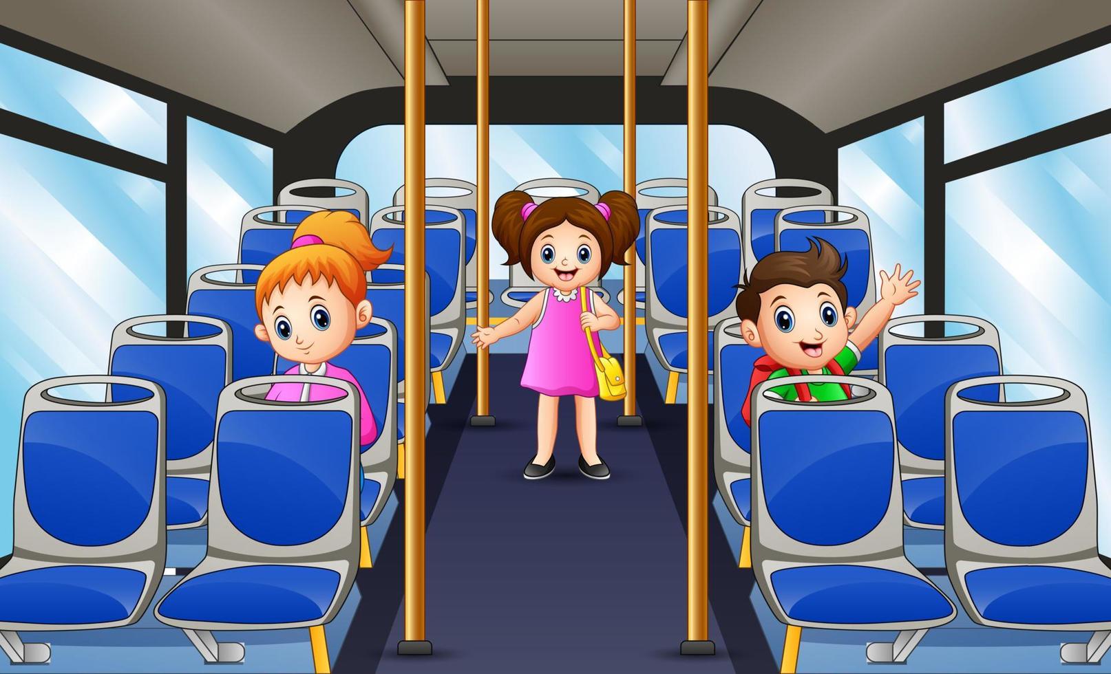 illustration av ett barn i bussen vektor