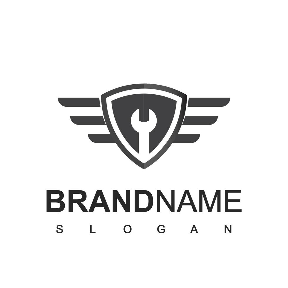 bilgarage logo.emblem med skiftnyckel element vektor