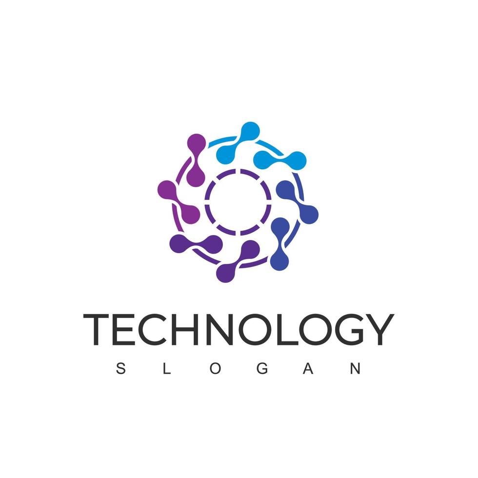 Technologie-Logo-Design-Vorlage mit Molekülsymbol vektor
