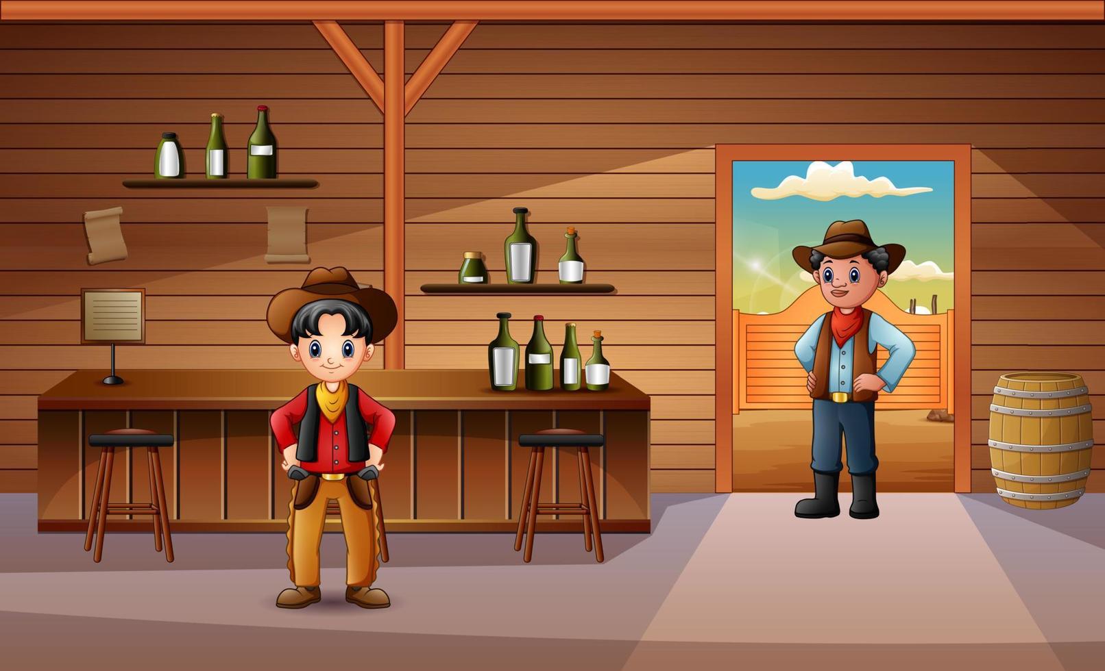 Illustration von zwei Cowboys in der Westernbar vektor