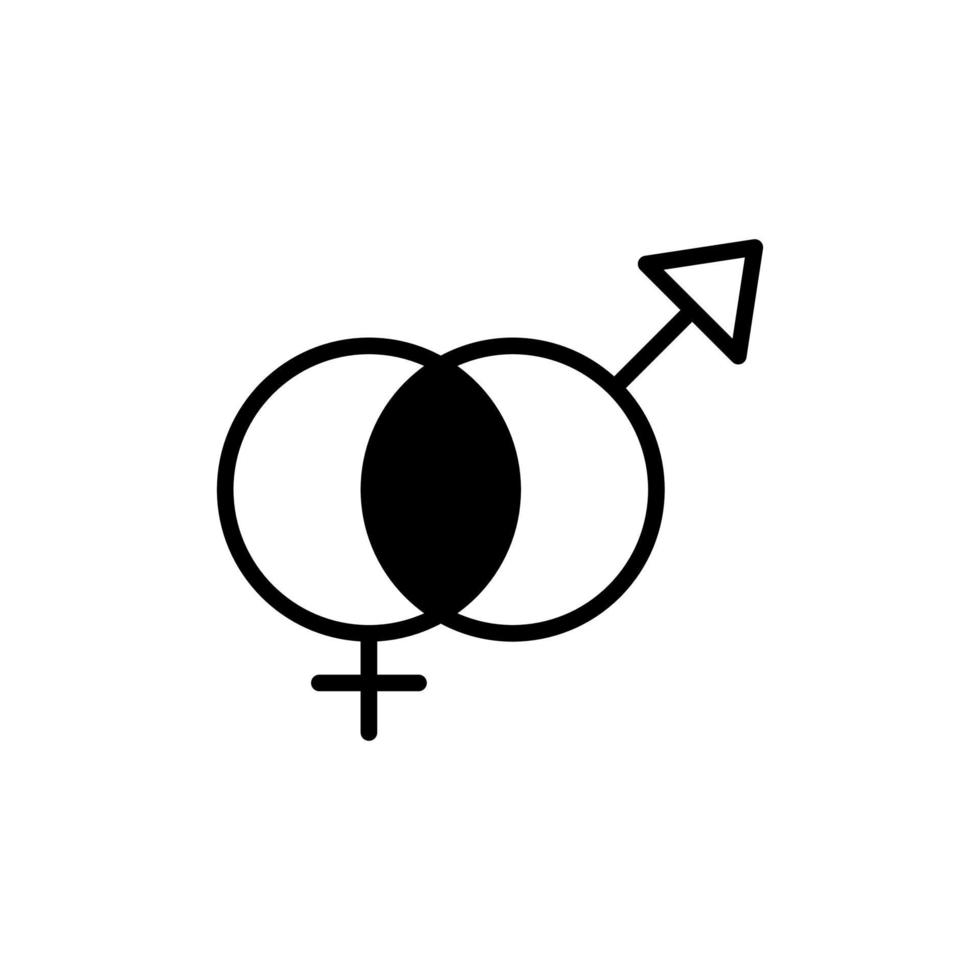 Geschlecht, Zeichen, männlich, weiblich, gerade durchgezogene Linie Symbol Vektor Illustration Logo Vorlage. für viele Zwecke geeignet.