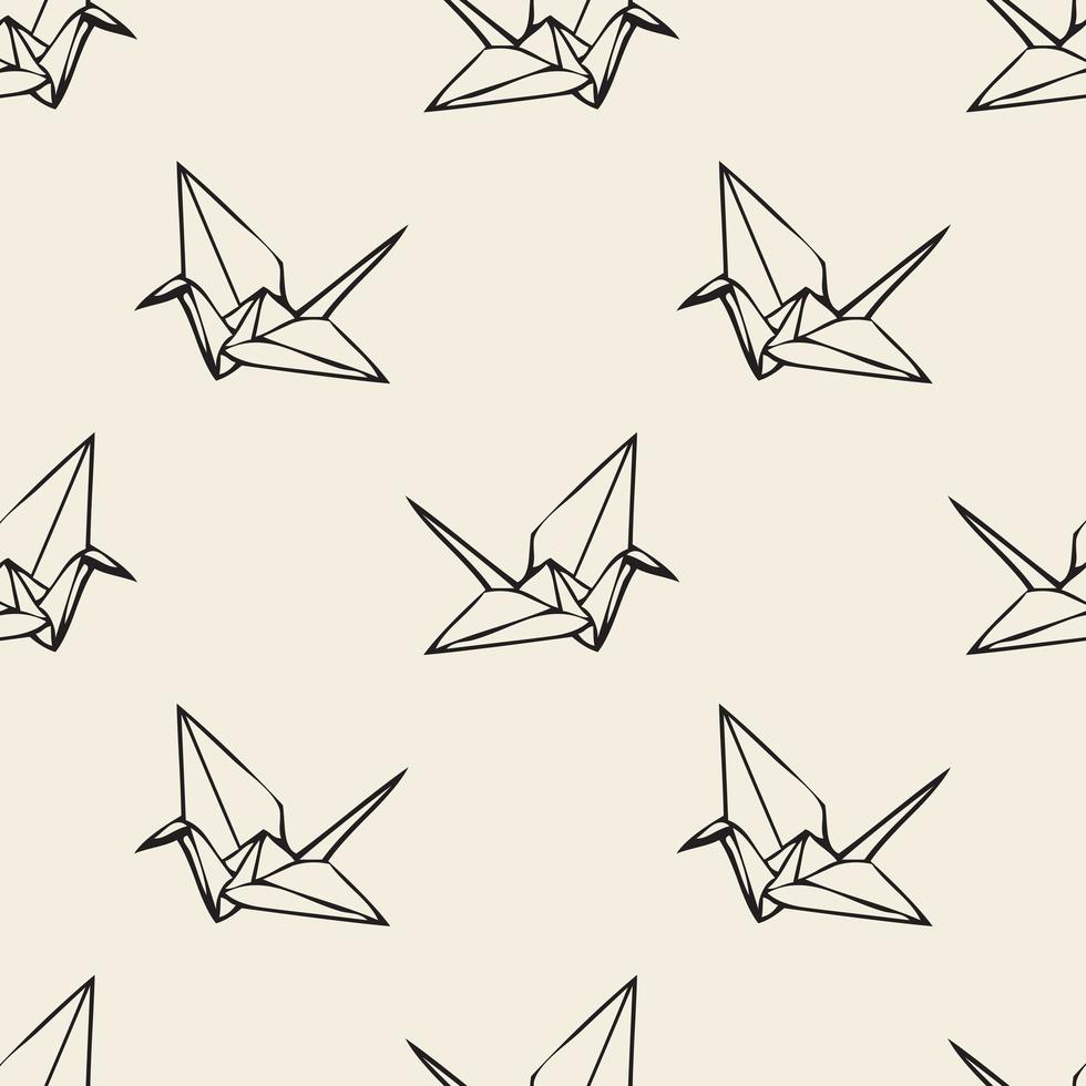 Sömlös monokrom papper origami fågel mönster bakgrund vektor
