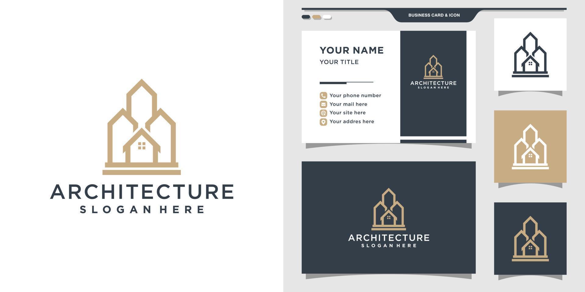 arkitektur logotyp designmall med modern stil koncept och visitkort. logo design inspiration premium vektor