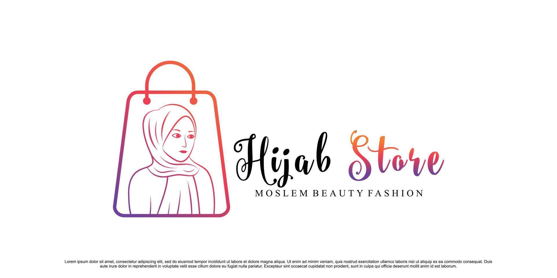 Hijab-Shop oder Hijab-Store-Logo-Design mit kreativem, modernem Konzept-Premium-Vektor vektor