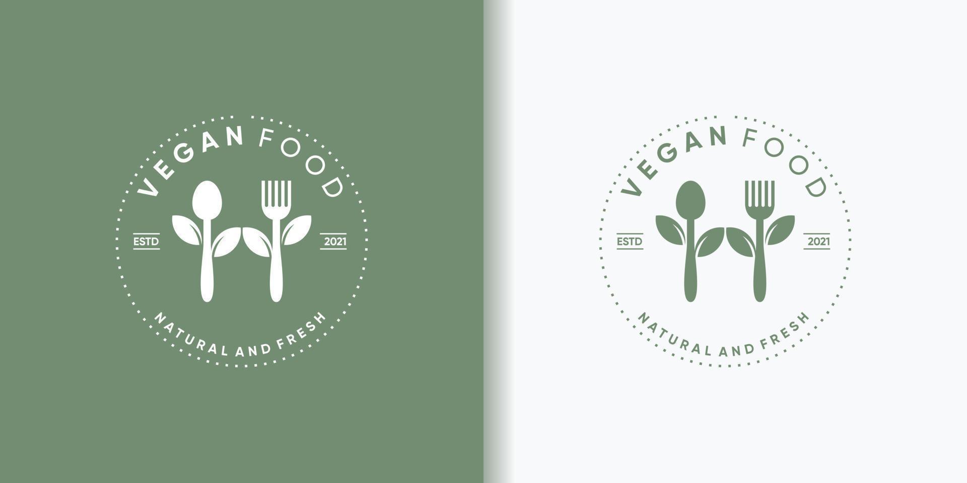 einfaches und elegantes Food-Logo-Design für Vegetarier mit Kreiskonzept vektor