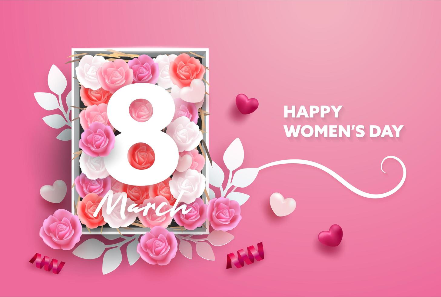 8. März Grußkarte. Internationaler Tag der glücklichen Frauen vektor