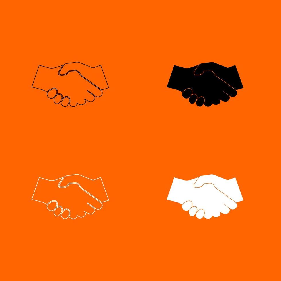 Business Handshake Schwarz-Weiß-Farbset-Symbol. vektor