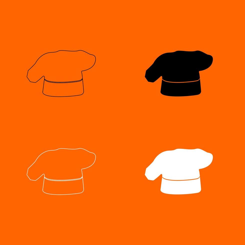 kock matlagning hatt svart och vit färg set ikonen. vektor