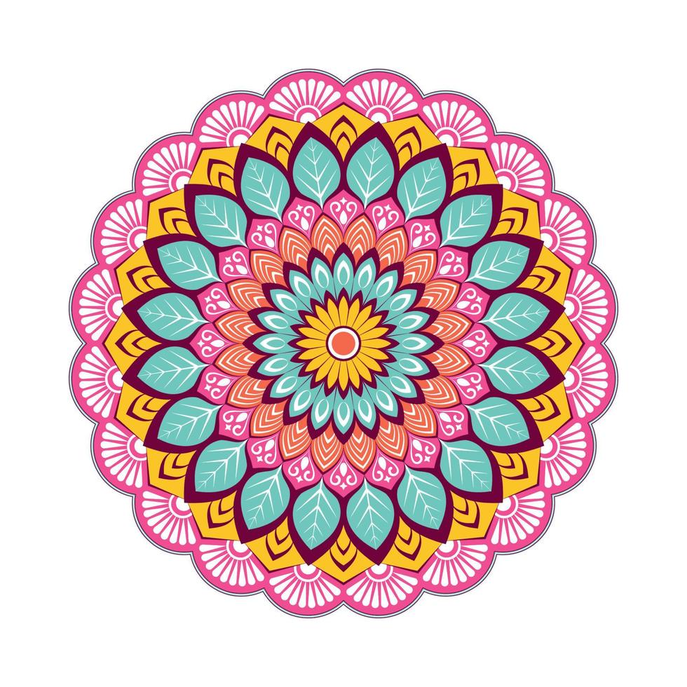 färgglad mandala med blommig prydnad vektor