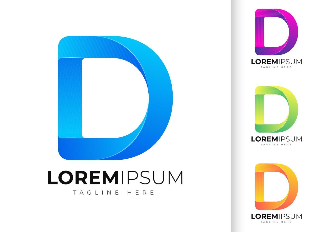 bokstaven d logotyp formgivningsmall. kreativ modern trendig d-typografi och färgglad gradient. vektor