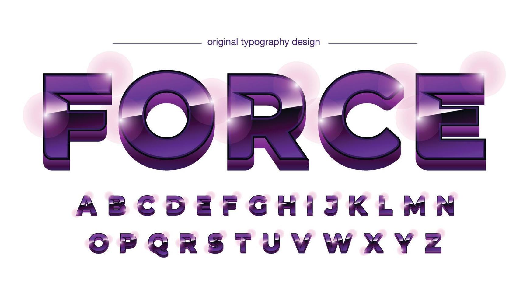 lila metallische 3d-Großbuchstaben-Typografie vektor