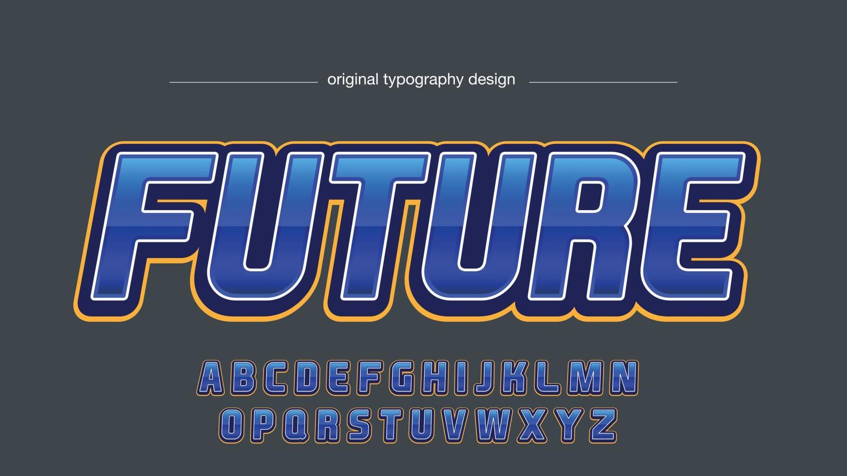 blå och gul kontur kursiv 3d sport logotyp typografi vektor