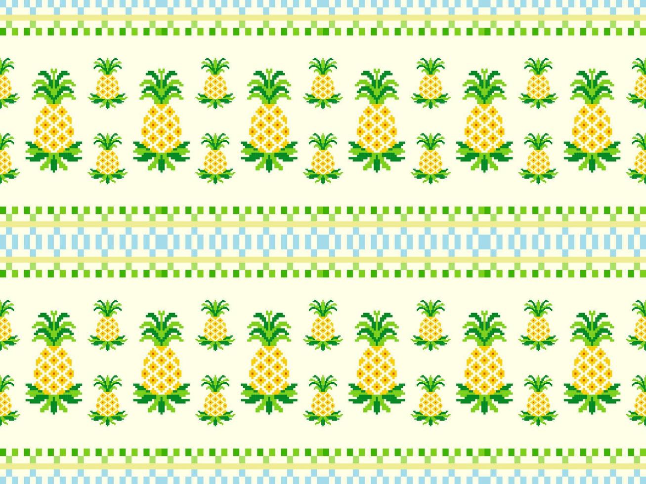 bunte ananas-zeichentrickfigur im pixel-stil. vektor