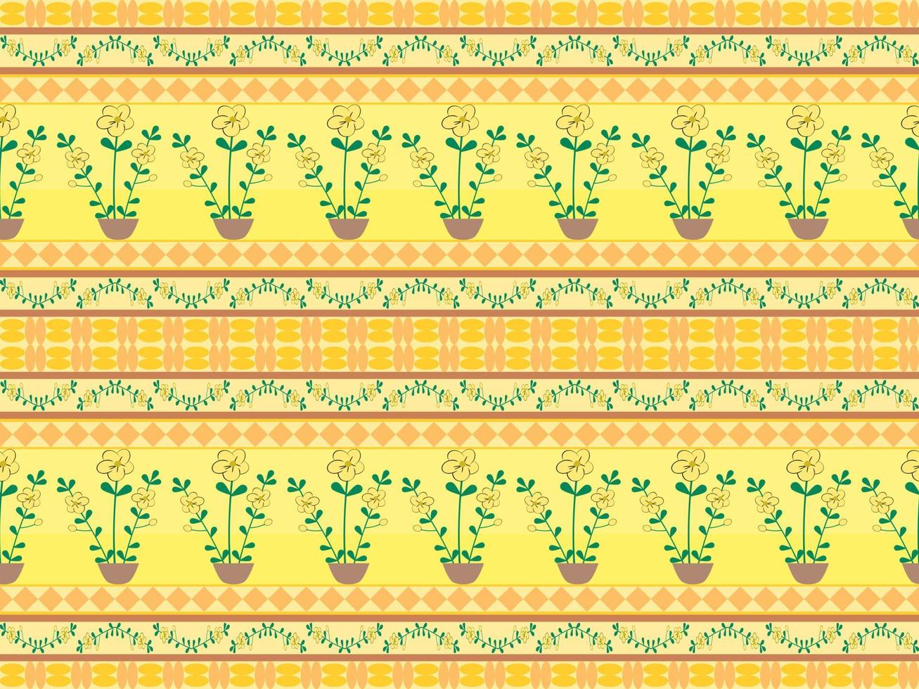 blomma seamless mönster på gul bakgrund vektor