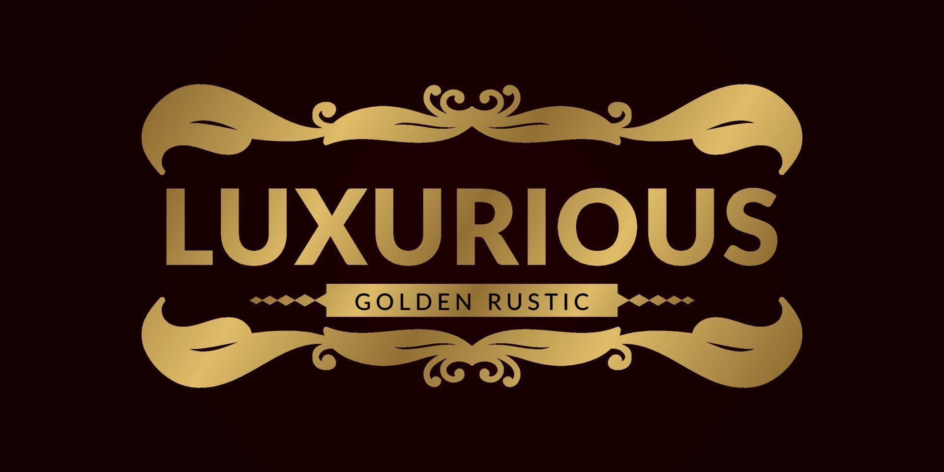 lyxiga gyllene rustik stil vintage gränsen vektor logotyp designelement