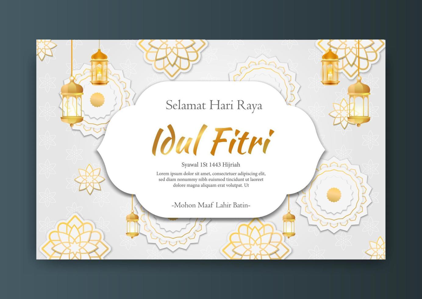 vektor banner för hälsningar från sociala medier för eid al fitr hari raya idul fitri muslimska helgdagar