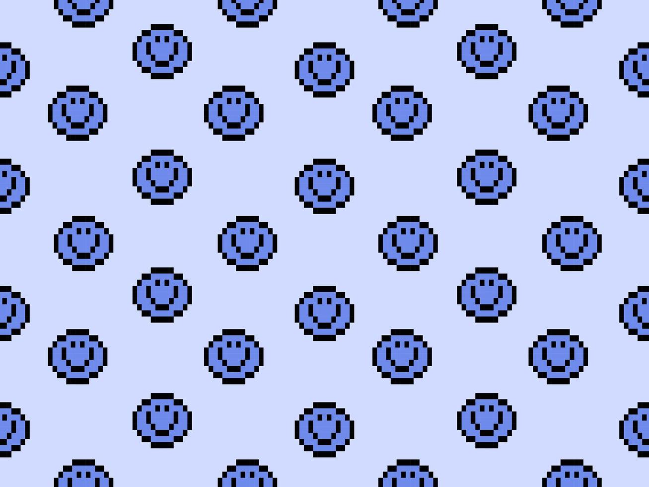 leende seriefigur seamless mönster på blå background.pixel stil vektor