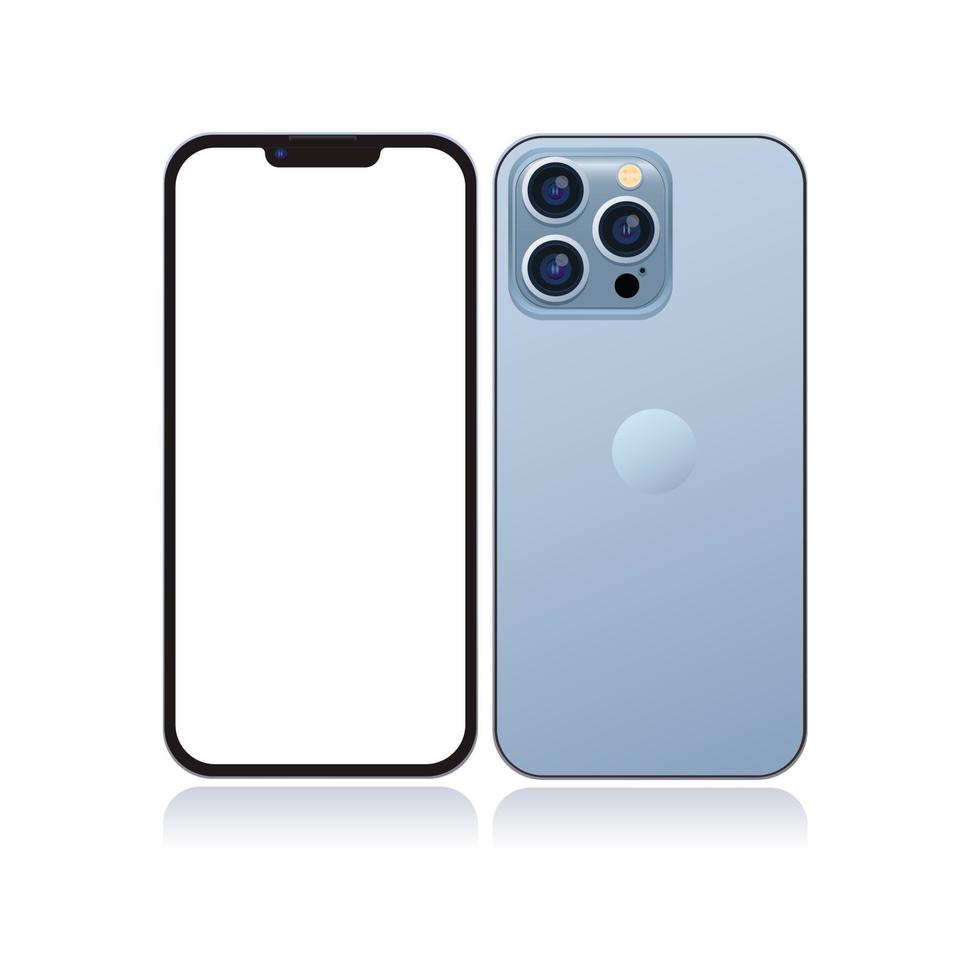 illustration av iphone 13 pro max havsblå färg mockup mall redigerbar vektor