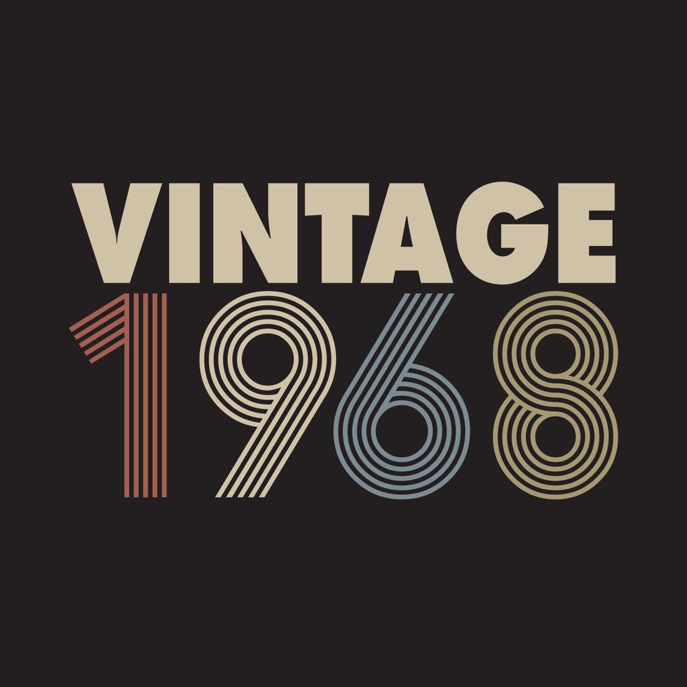 1968 Vintage Retro-T-Shirt-Design, Vektor, schwarzer Hintergrund vektor