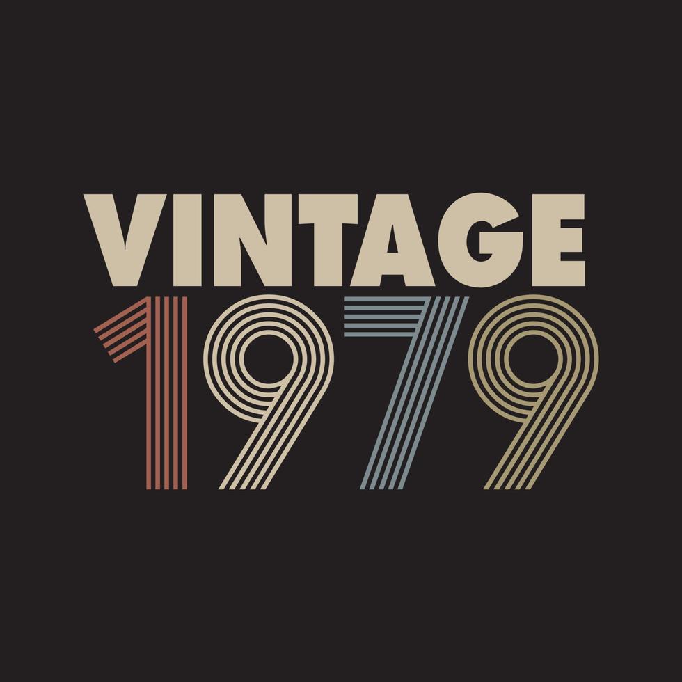 1979 vintage retro t-shirt design, vektor, svart bakgrund vektor
