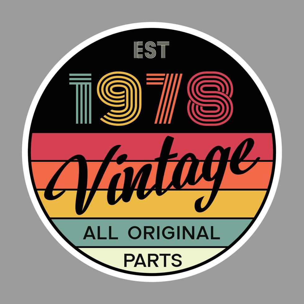 1978 Vintage Retro-T-Shirt-Design-Vektor vektor