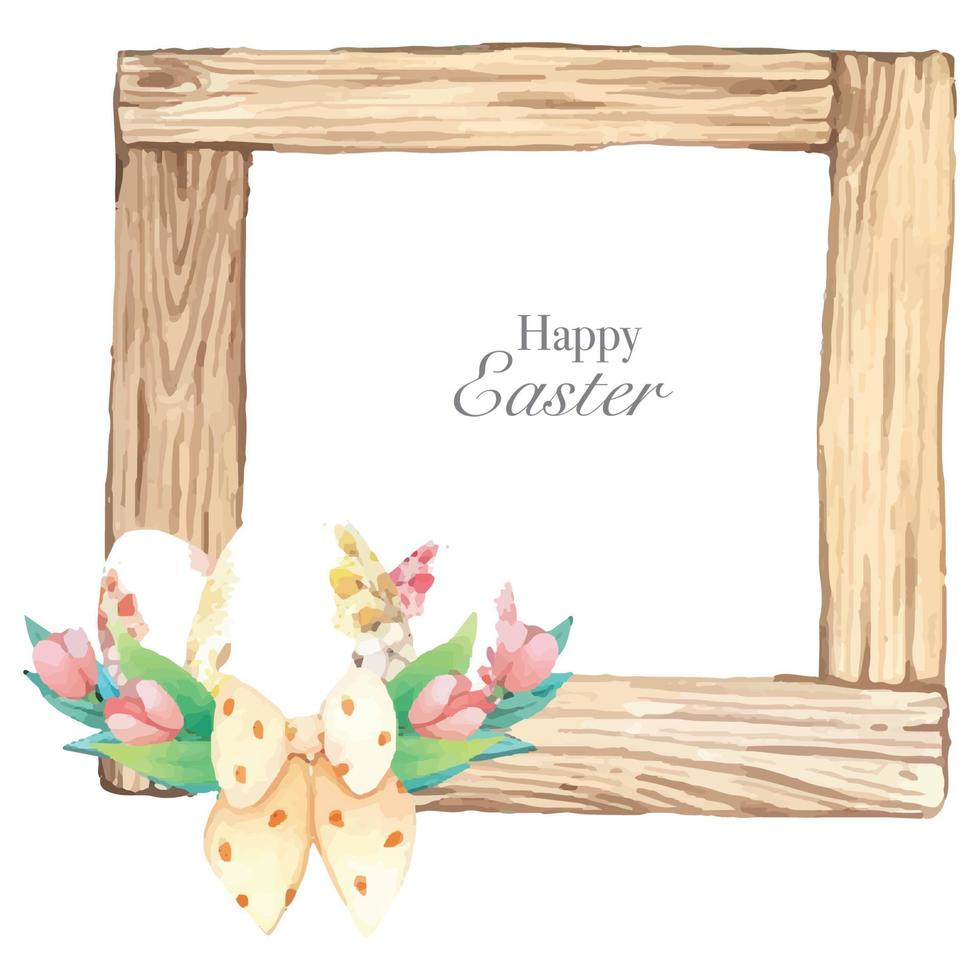 akvarell krans ram med våren påsk dekoration. vektor illustration.