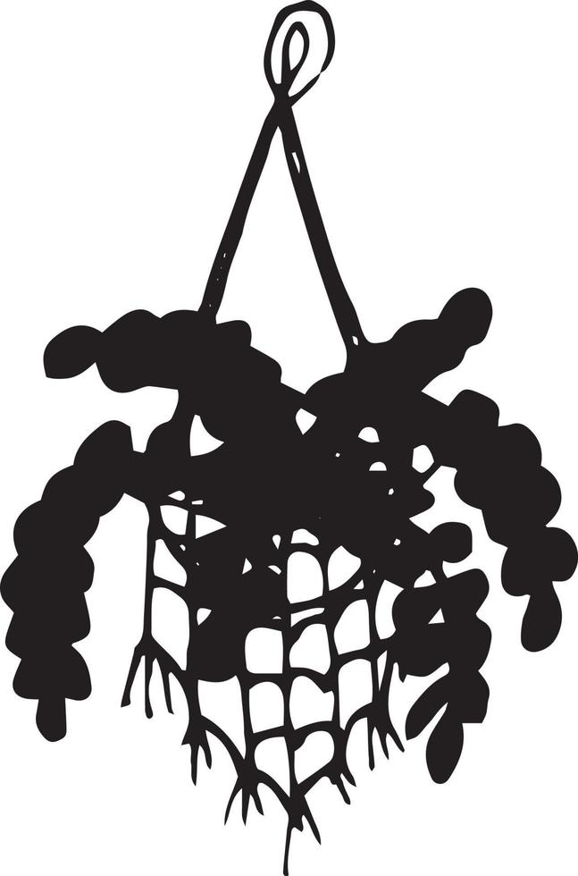 Blume in einem Topf handgezeichnet im Doodle-Stil. einzelnes Element für Designikone, Aufkleber, Plakat, Karte. , skandinavisch, hygge, monochrom, pflanze, gemütliches zuhause vektor