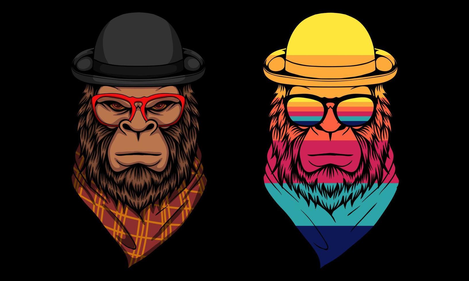 Bigfoot cool, der ein Bandana und einen Kreishut trägt vektor