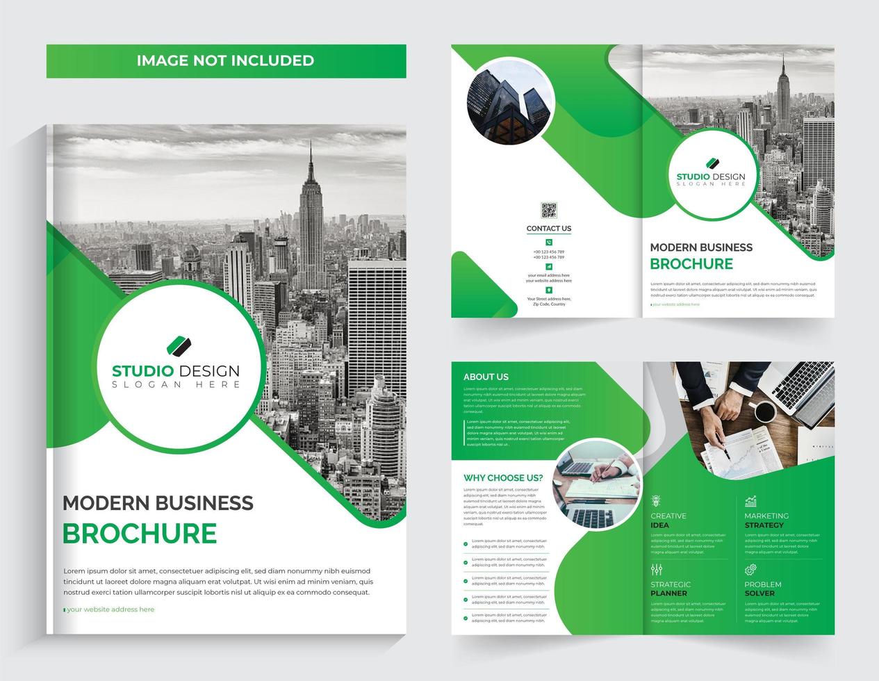 Corporate Green Bifold Broschüre Template Design vektor