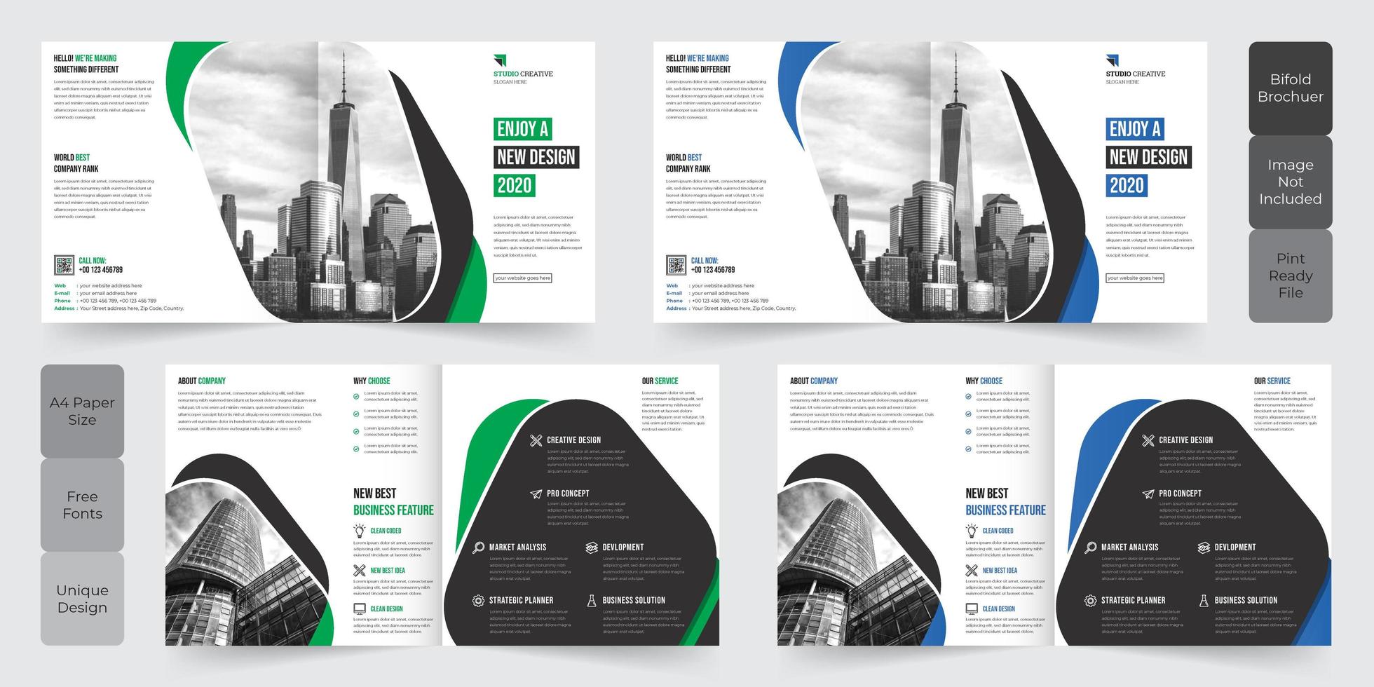 Corporate Business Square tvåfaldig broschyrdesign vektor