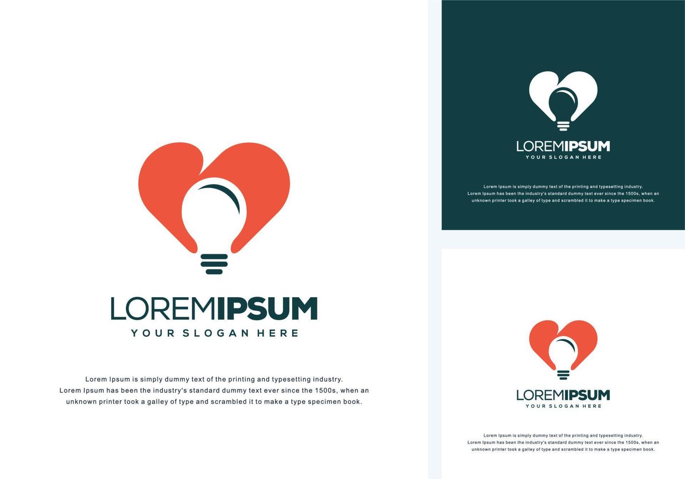 abstrakt kärlek och glödlampa logotypdesign vektor
