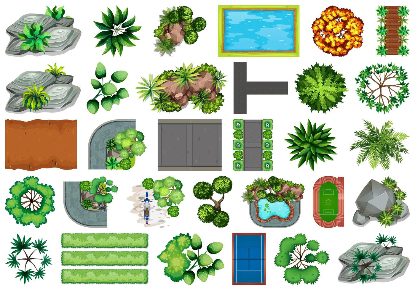 Sammlung themenorientierte Gegenstände und Pflanzenelemente der Natur im Freien vektor