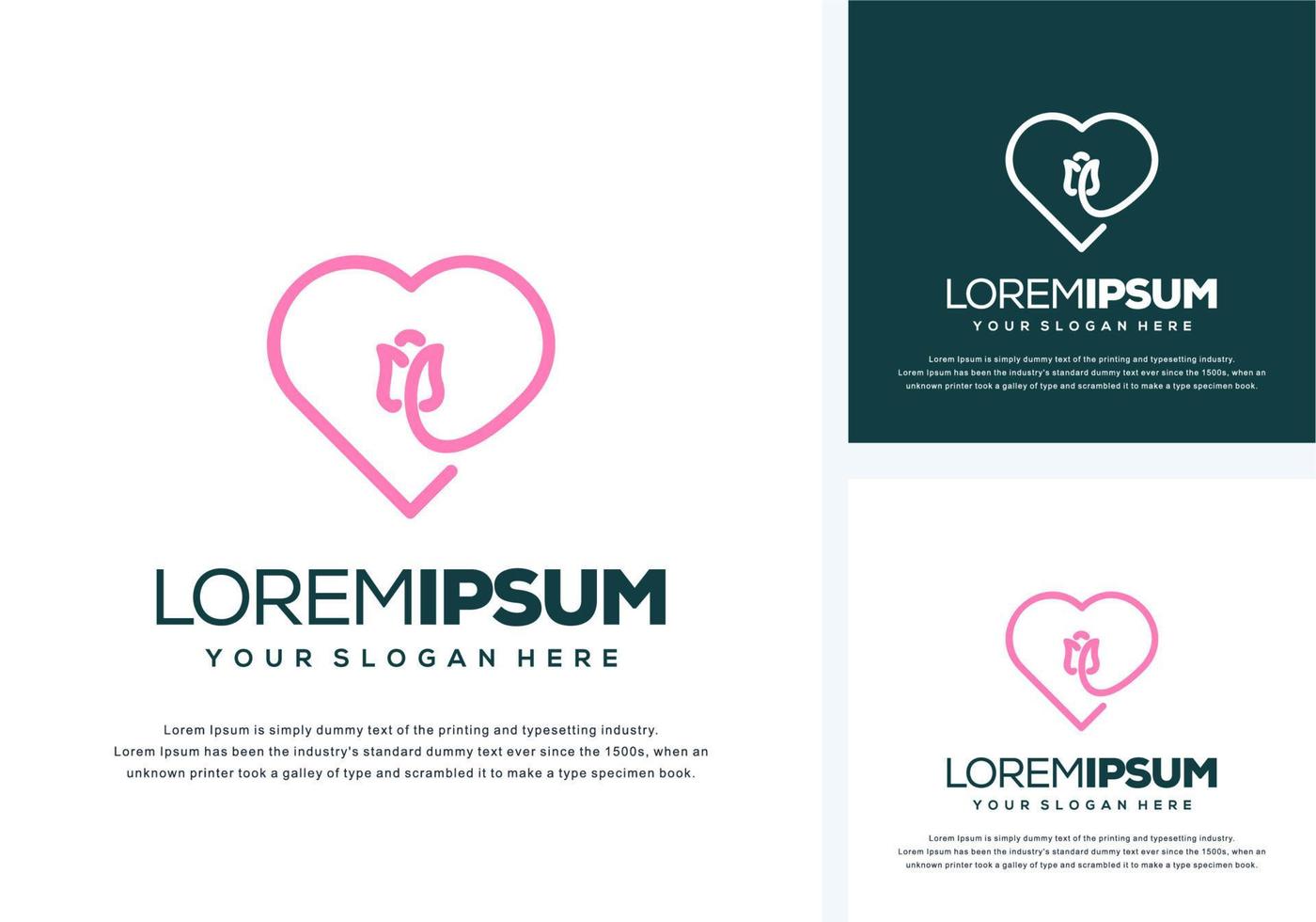 kärlek och blomma logotyp design vektor
