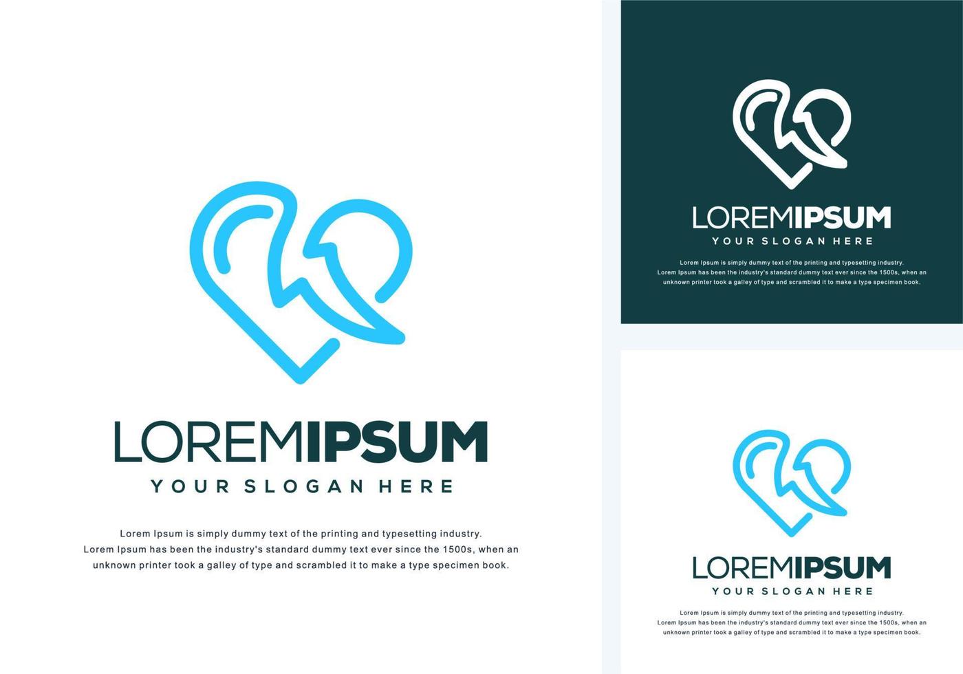 abstrakt kärlek och åska logotypdesign vektor