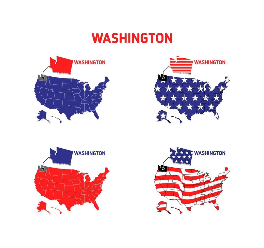 Washington-Karte mit USA-Flaggendesignillustration vektor