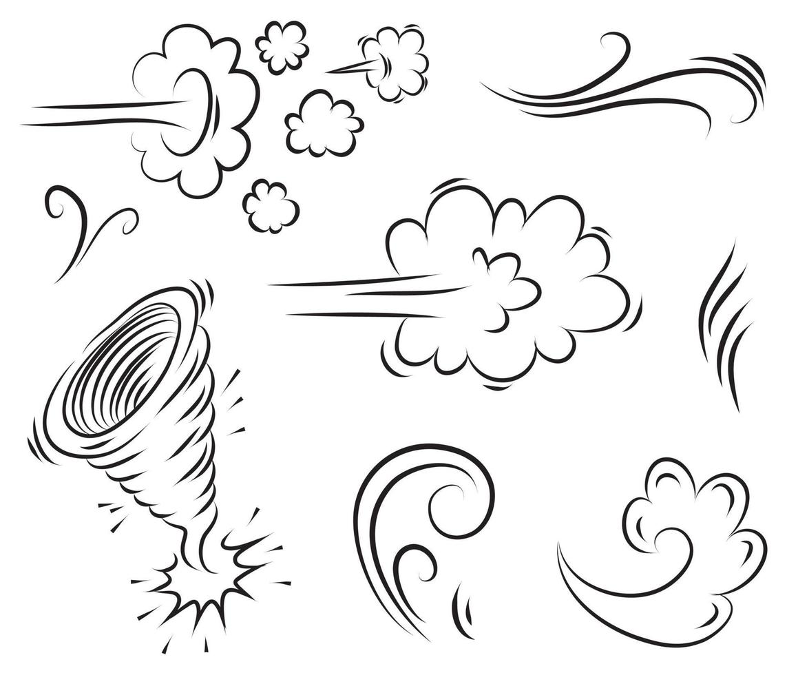 doodle vind illustration vektor handritad stil