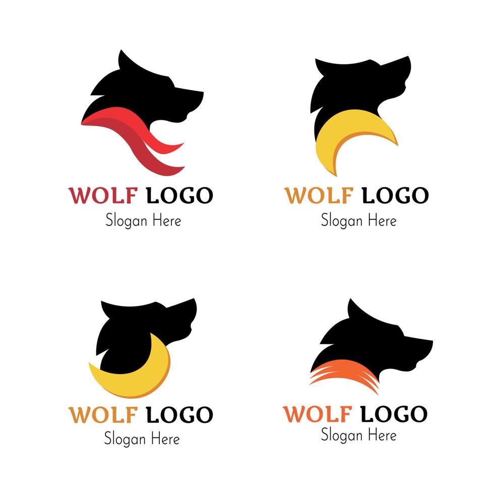 wolf logotyp set vektor