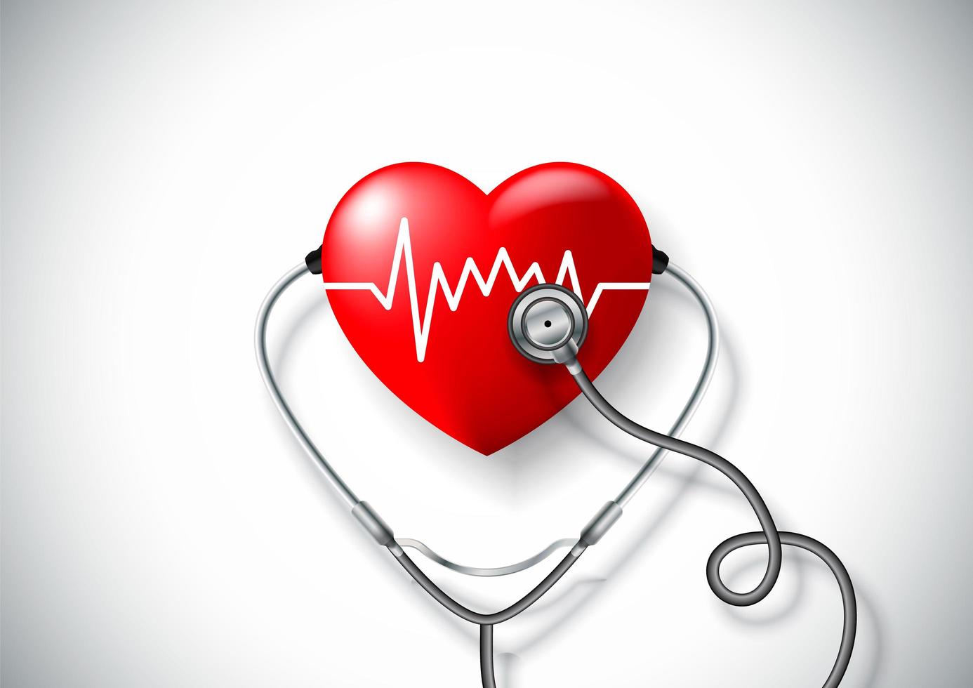 Weltgesundheitstagkonzept mit Herzen und Stethoskop vektor