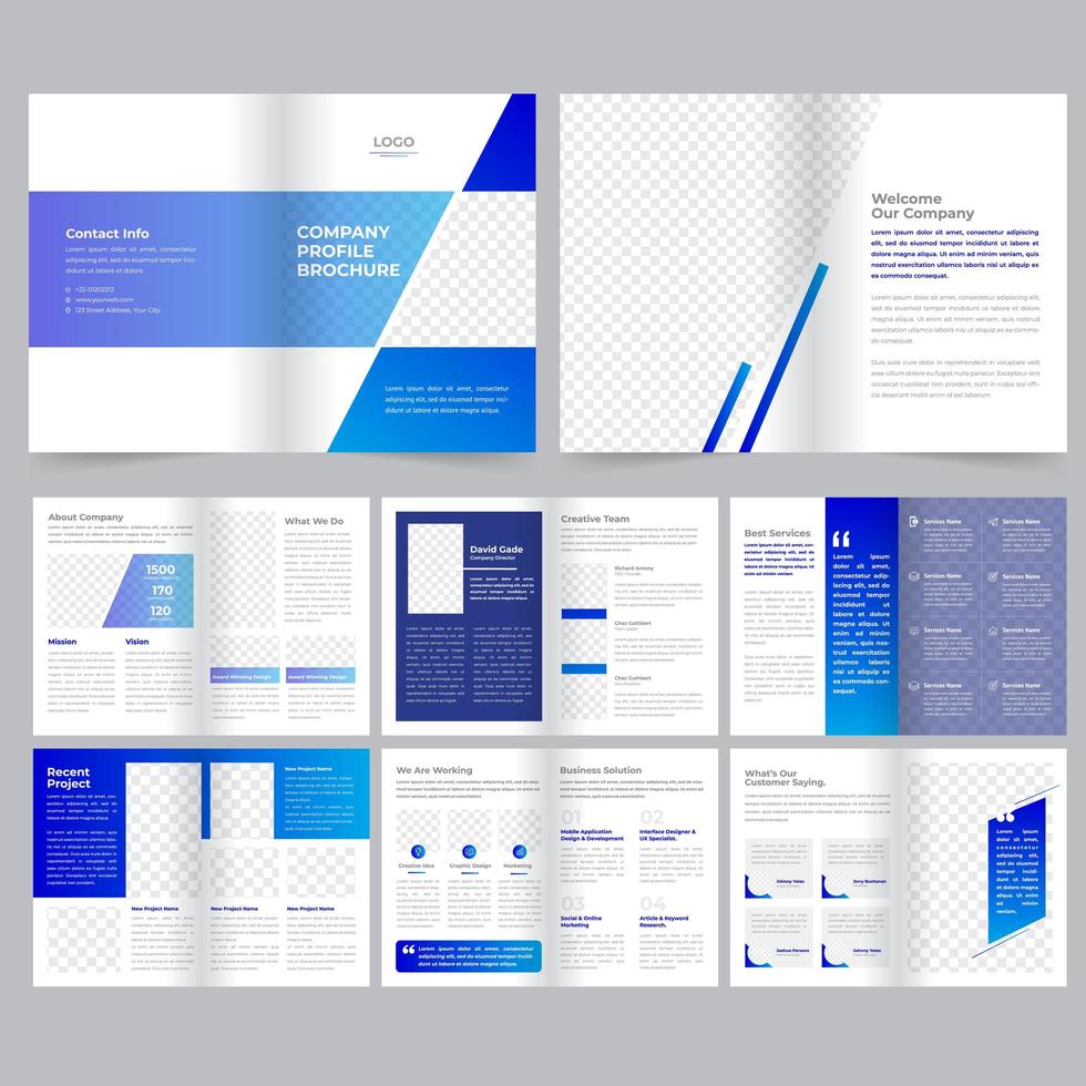 Företagsblå broschyrmall vektor
