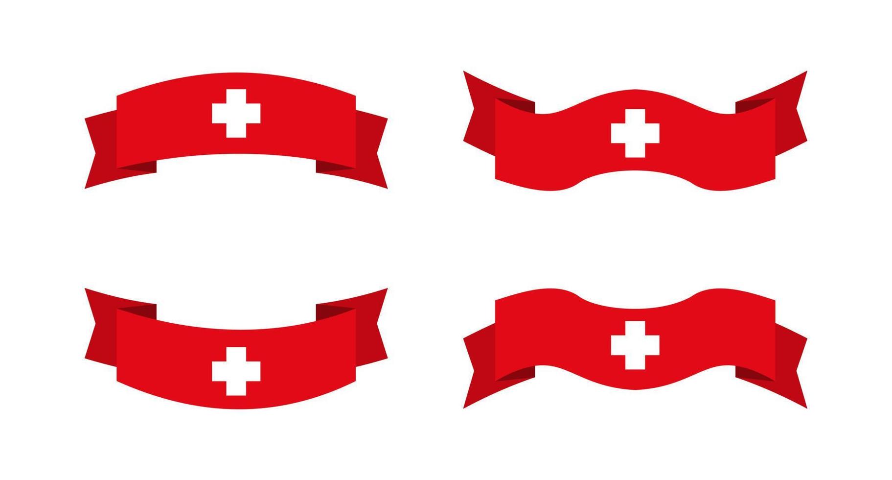illustration einer schweizer flagge mit einem bandstil. schweizer flaggenvektorsatz. vektor