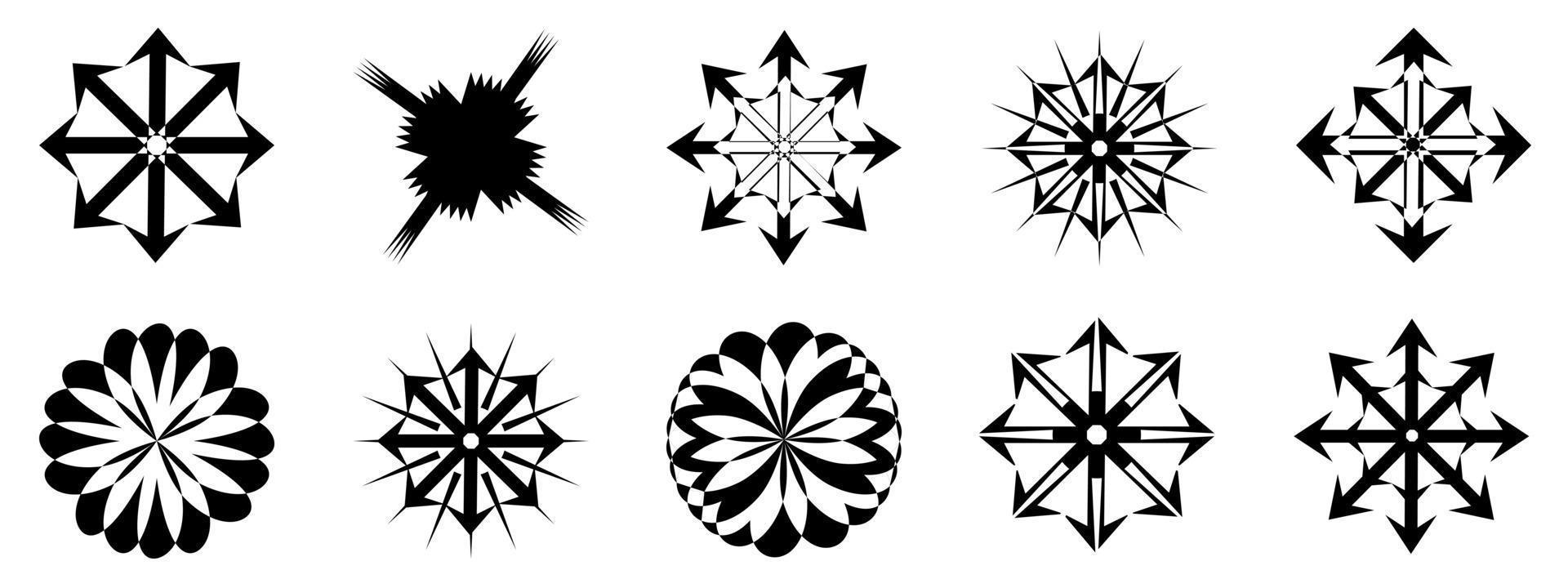 samling av silhuetter snöflingor element för dekorativ vektorillustration vektor