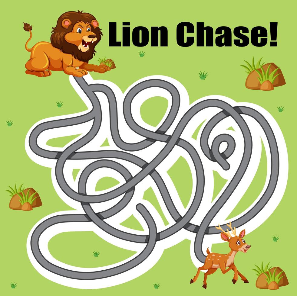 Lion chase hjort labyrint spel vektor