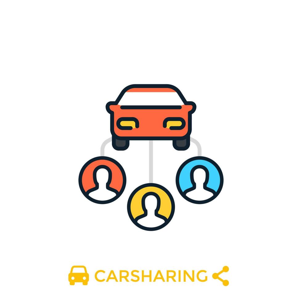 carsharing ikon på vit, vektor