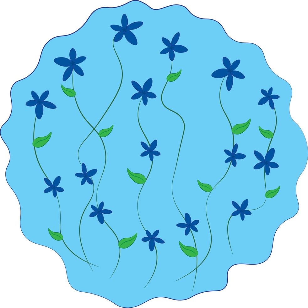 blaue nette Blumen in der Wellenrahmen-Vektorillustration vektor