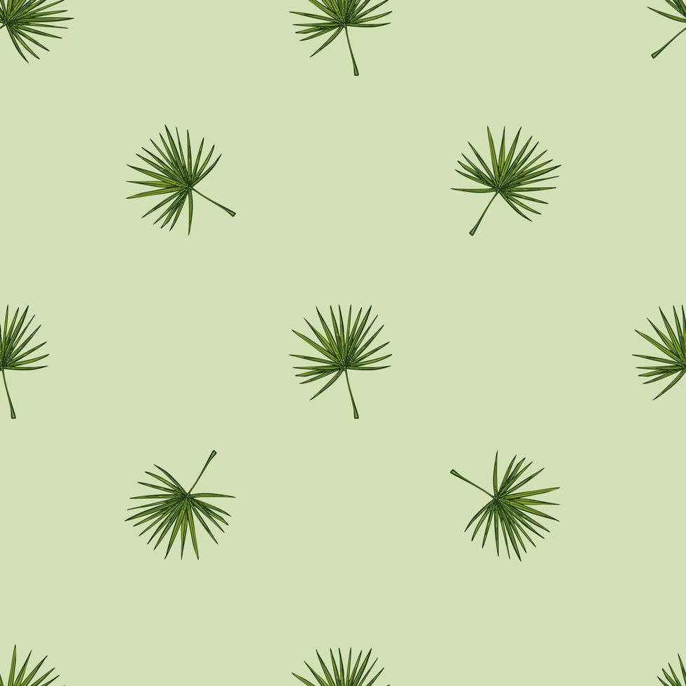 fläkt palmblad seamless pattern.vintage tropisk gren i gravyr stil. vektor