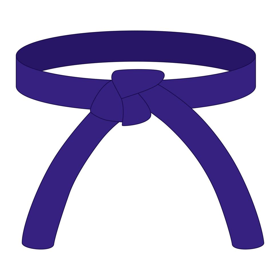 Karate-Gürtel lila Farbe isoliert auf weißem Hintergrund. Designikone der japanischen Kampfkunst im flachen Stil. vektor