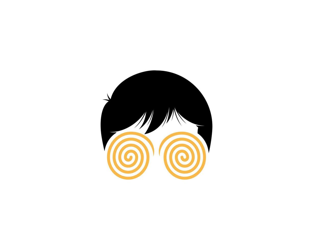 nörd pojke med twirl ögon illustration logotyp vektor